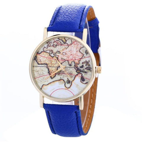 Women's watches Creative Map Pattern Quartz Watch Leather Strap Clock Female Wristwatch horloges vrouwen mode horloge 2017 #825