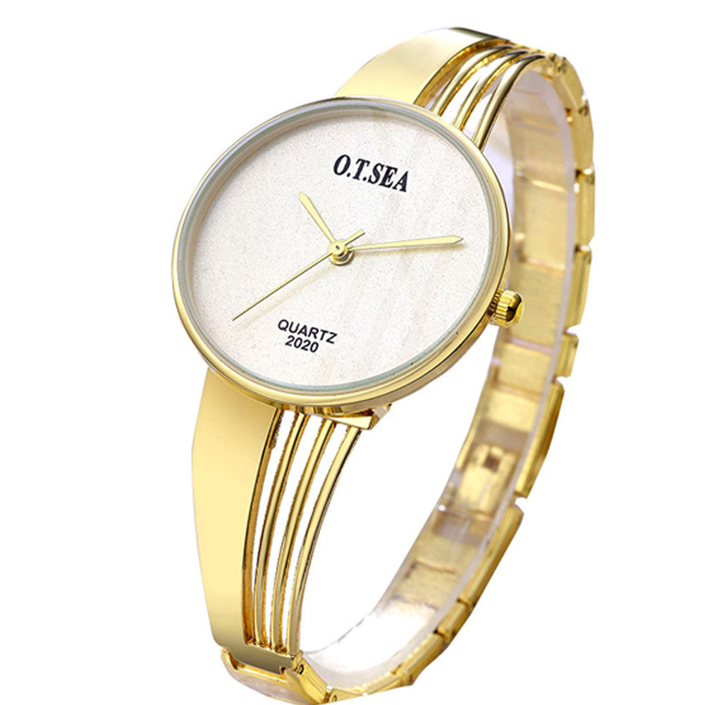 Fashion Women Alloy Dial Quartz Analog Rhinestone Bracelet Wrist Watch