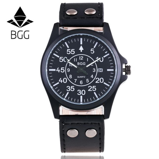 Men's Leather Band Watchessiness Sport Analog Quartz Date Wrist Watch