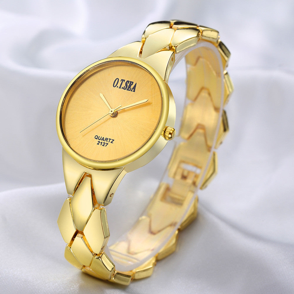 Fashion Women Alloy Dial Quartz Analog Rhinestone Bracelet Wrist Watch