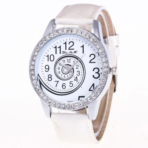 Luxury Brand 2017 Women Quartz Watch Leather Band Rhinestone Wrist Watch Vortex Parten women watches white 6 Colors bracelet