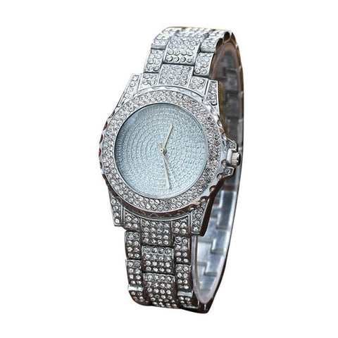 2017 NEW Fashion Watch Full Diamond Sand Drill Surface Women Round Surface Stainless Steel Band Quartz Movement Wrist Watch