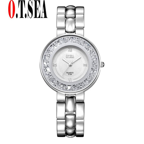 O.T.Sea Luxury Women's Bracelet Watch Jewelry Full Steel Strap Rhinestone Quartz Dress Watches Women Clock montre femme #17