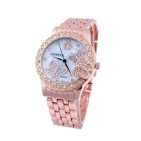 Luxury Fashion Women Watches 2017 Ladies Rose Gold Sliver Watch Stainless Crystal Wrist Watches For Women Orologi Donna