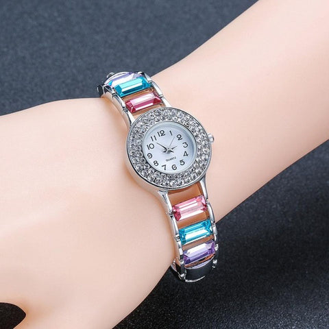 Vintage Rhinestone Crystal Bracelet Watch 2017 Dial Analog Quartz Wrist Watch For Women Ladies Watches Women reloj mujer #609