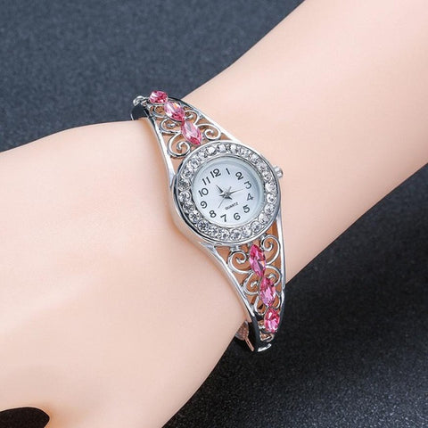 Vintage Rhinestone Crystal Bracelet Watch 2017 Dial Analog Quartz Wrist Watch For Women Ladies Watches Women reloj mujer #609