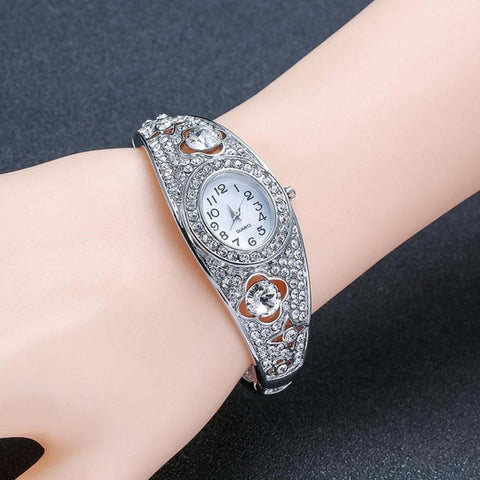 Vintage Rhinestone Crystal Bracelet Watch 2017 Dial Analog Quartz Wrist Watch For Women Ladies Watches Women reloj mujer #609