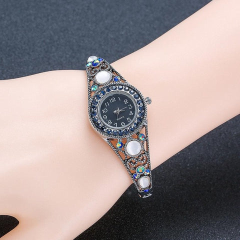 Vintage Rhinestone Crystal Bracelet Watch 2017 Dial Analog Quartz Wrist Watch For Women Ladies Watches Women reloj mujer #609