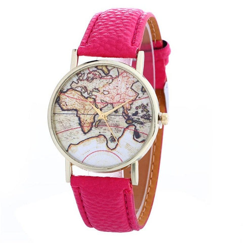 Women's watches Creative Map Pattern Quartz Watch Leather Strap Clock Female Wristwatch horloges vrouwen mode horloge 2017 #825