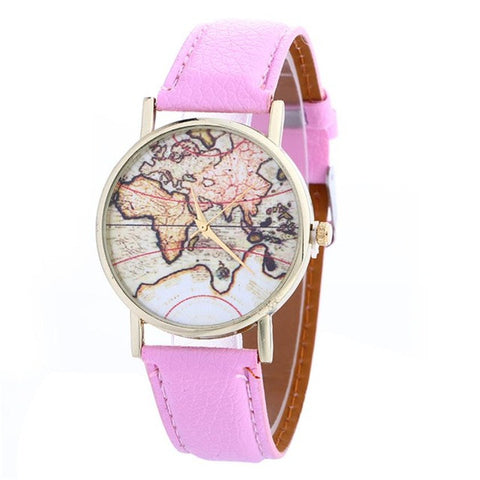 Women's watches Creative Map Pattern Quartz Watch Leather Strap Clock Female Wristwatch horloges vrouwen mode horloge 2017 #825