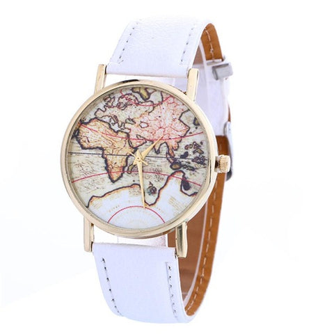 Women's watches Creative Map Pattern Quartz Watch Leather Strap Clock Female Wristwatch horloges vrouwen mode horloge 2017 #825