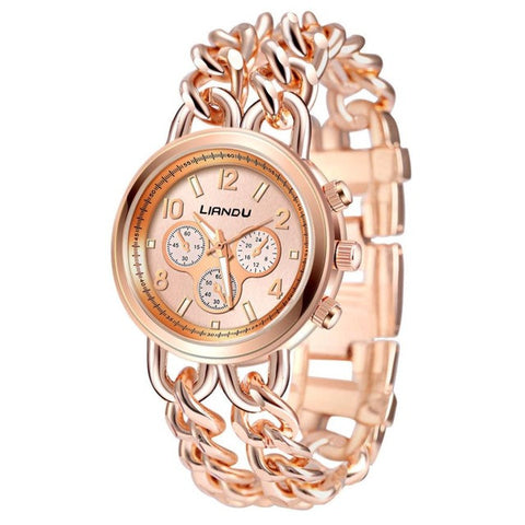 LIANDU Fashion Luxury Brand Women Crystal Stainless Steel Analog Quartz Wrist Watch Bracelet Watch Women Watches reloj mujer#523