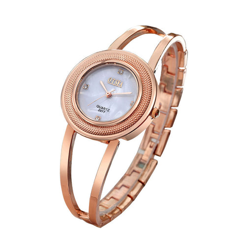 Fashion Women Alloy Dial Quartz Analog Rhinestone Bracelet Wrist Watch