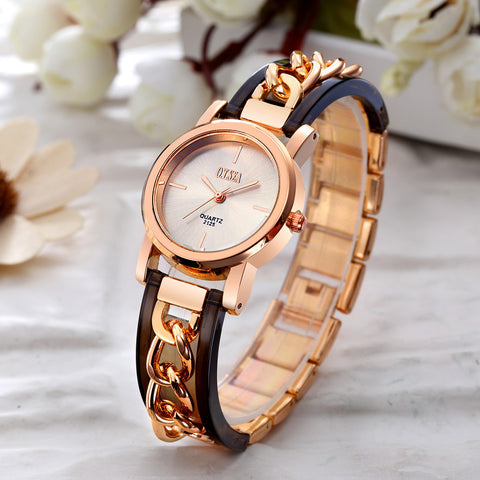 Fashion Women Alloy Dial Quartz Analog Rhinestone Bracelet Wrist Watch