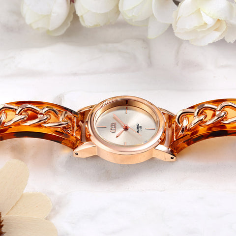 Fashion Women Alloy Dial Quartz Analog Rhinestone Bracelet Wrist Watch