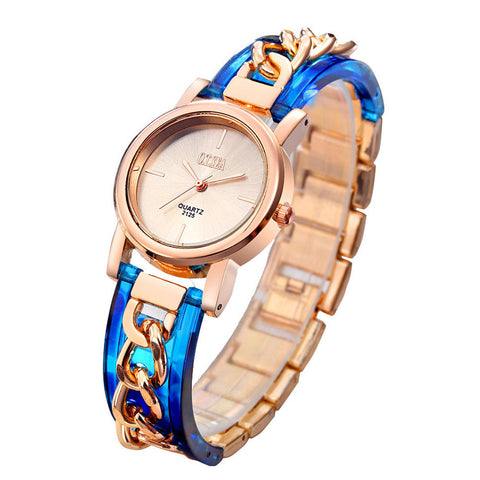 Fashion Women Alloy Dial Quartz Analog Rhinestone Bracelet Wrist Watch