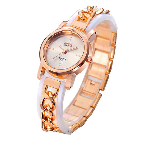 Fashion Women Alloy Dial Quartz Analog Rhinestone Bracelet Wrist Watch