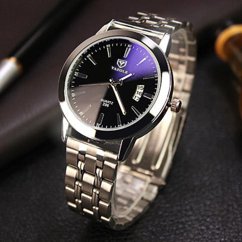 Mens Waterproof Date Noctilucent Stainless Steel Glass Quartz Analog Watches