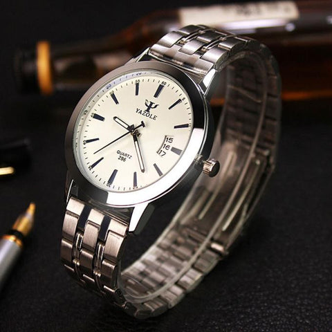 Mens Waterproof Date Noctilucent Stainless Steel Glass Quartz Analog Watches