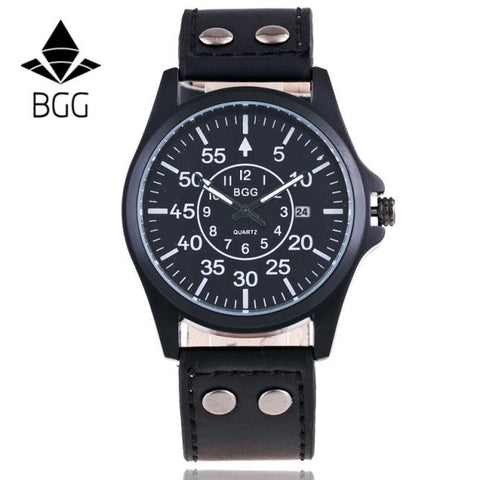 Men's Leather Band Watchessiness Sport Analog Quartz Date Wrist Watch