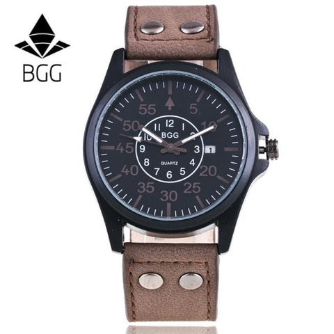 Men's Leather Band Watchessiness Sport Analog Quartz Date Wrist Watch