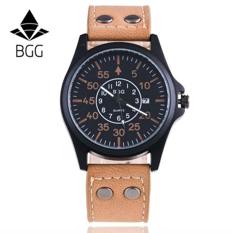 Men's Leather Band Watchessiness Sport Analog Quartz Date Wrist Watch