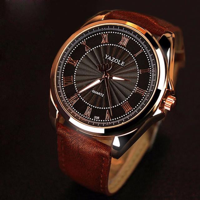 Fashion Men's Date Leather Stainless Steel Military Sport Quartz Wrist Watch