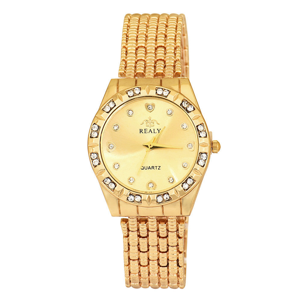 Fashion Stainless Steel Ladies Women Crystal Analog Quartz Wrist Watch