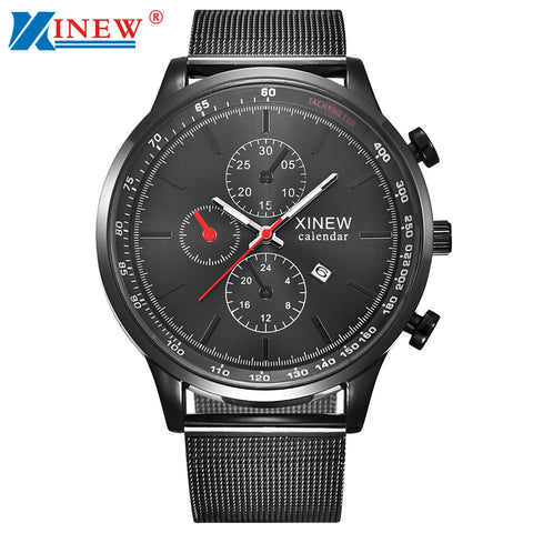 Luxury Mens Quartz Wrist Watch Date Gunmetal Stainless Steel Sport Army