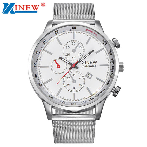 Luxury Mens Quartz Wrist Watch Date Gunmetal Stainless Steel Sport Army