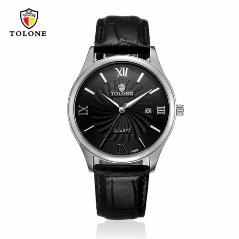 Luxury Men's Date Watch Stainless Steel Leather Analog Quartz Military Watch