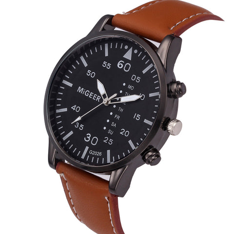 Retro Design Leather Band Analog Alloy Quartz Wrist Watch